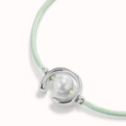 Pulsera de hilo verde azulado con perla shell fornitura ba&ntilde;ada en plata de ley